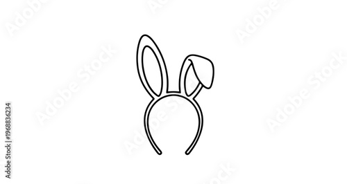 A minimalist vector illustration of a bunny headband in a simple line art style