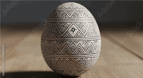 A beautifully decorated egg with intricate patterns and designs