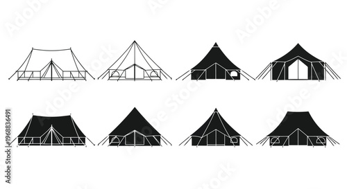 Variations of traditional tent designs with structural and aesthetic differences Vector