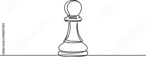 One continuous line of pawn, chess piece drawn by felt tip pen, pencil. Thin Line Illustration vector concept. Contour Drawing Creative ideas. One line draw graphic design vector