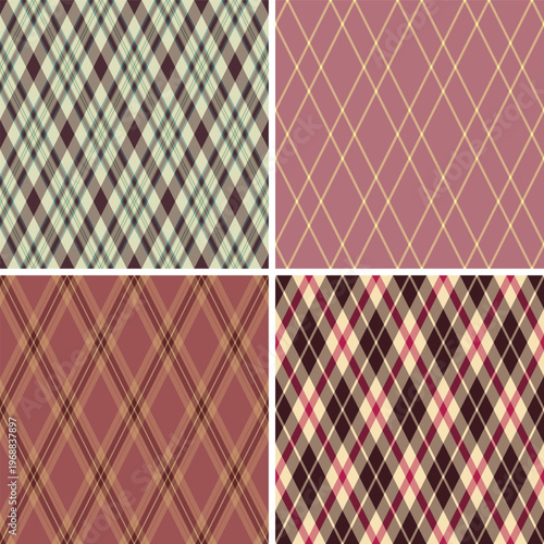 Argyle bundle ideal for fashion, accesories, and home textiles. Coordinated patterns create profesional, cohesive results.