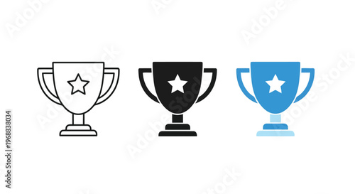 Three trophies with different colors representing achievement levels Vector