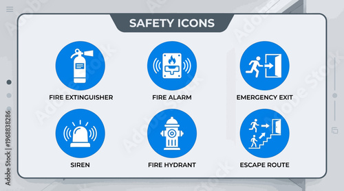 Essential Safety Icons for Emergency Preparedness, Isolated on White Background