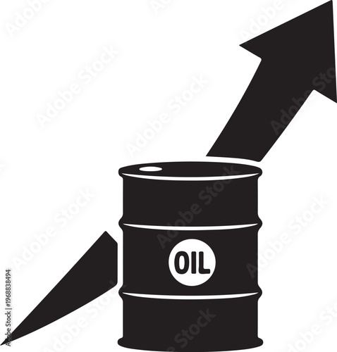 oil barrel with upward arrows representing rising fuel prices energy market growth petroleum industry profit increase concept vector illustration isolated background