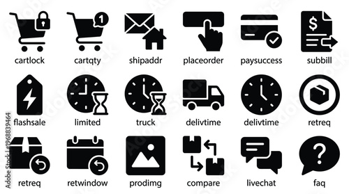 Collection of ecommerce icons for website and application design