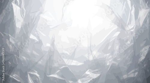 Abstract background with crumpled paper texture, soft light blue and white tones, geometric shapes and folds creating a modern artistic pattern