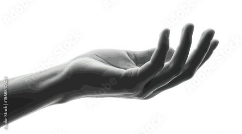 Closeup of an open hand reaching out, gesture of giving or receiving