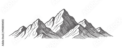 Hand drawn of jagged mountain range peaks line