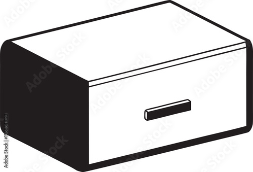 wall mounted nightstand silhouette vector art illustration, black and white design