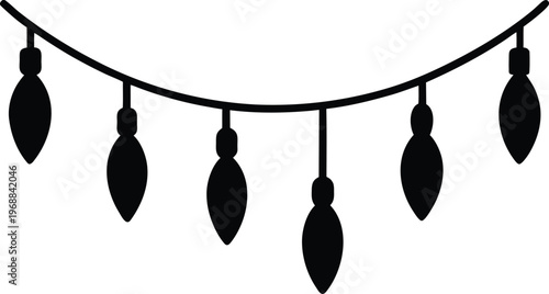 string lights silhouette vector art illustration, black and white design