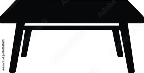 table silhouette vector art illustration, black and white design