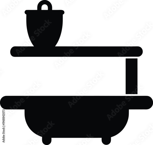 toilet shelf silhouette vector art illustration, black and white design