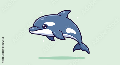Cute Cartoon Killer Whale Jumping Vector Illustration.