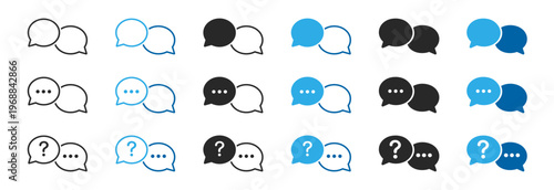 Chat message conversation dialog bubble outline set icon on transparent background