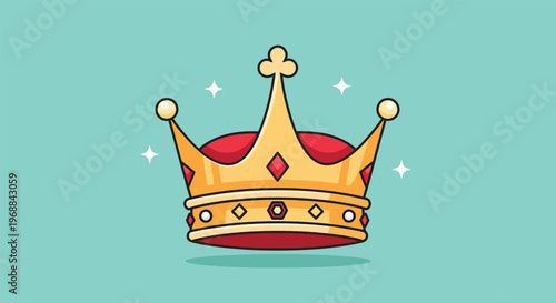 Golden Crown Illustration on Teal Background.