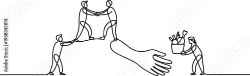 Acts of service concept one-line drawing. One line draw graphic design vector