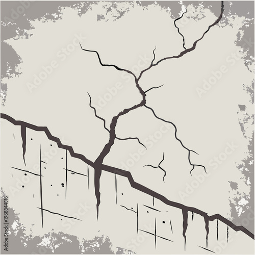 A cracked and broken surface with a large crack