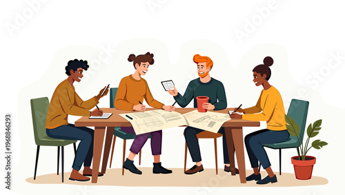 An illustrated person sitting comfortably on a chair with a calm and relaxed mood.