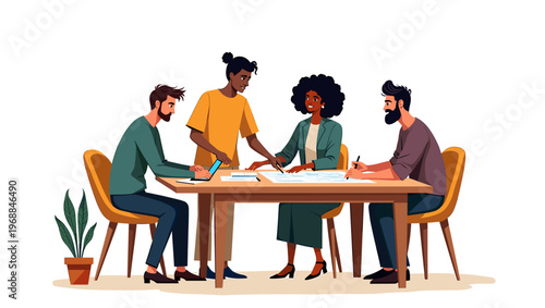 A simple illustration of a potted plant with large green leaves in a brown pot, conveying a sense of calmness and serenity.