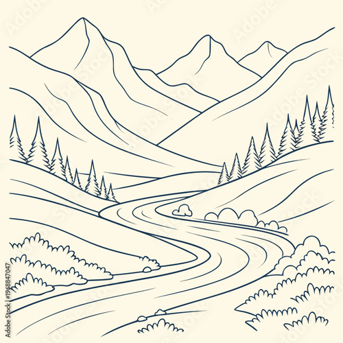 River flowing through a mountain valley