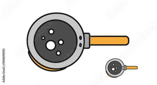 Two Frying Pans with Perforated Surface for Cooking on Isolated White Background