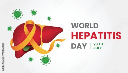 World Hepatitis Day liver with awareness ribbon illustration