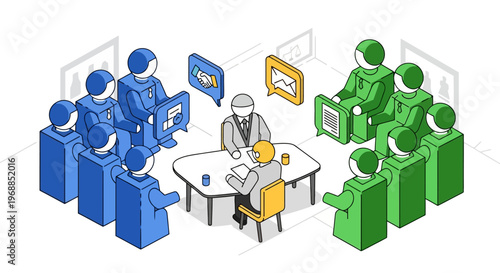 Diverse group of people in a business meeting discussing ideas.