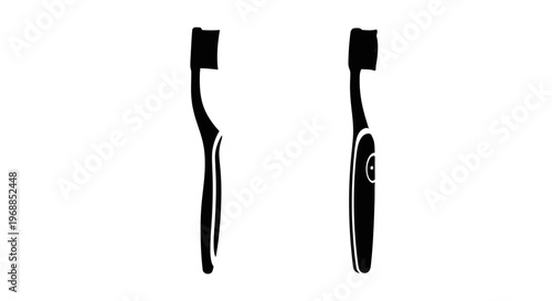 Two electric toothbrushes displayed in a simple black and white illustration