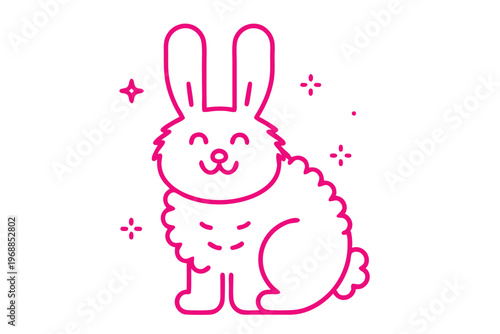 Fluffy white chick cartoon illustration, simple line art, cheerful and innocent