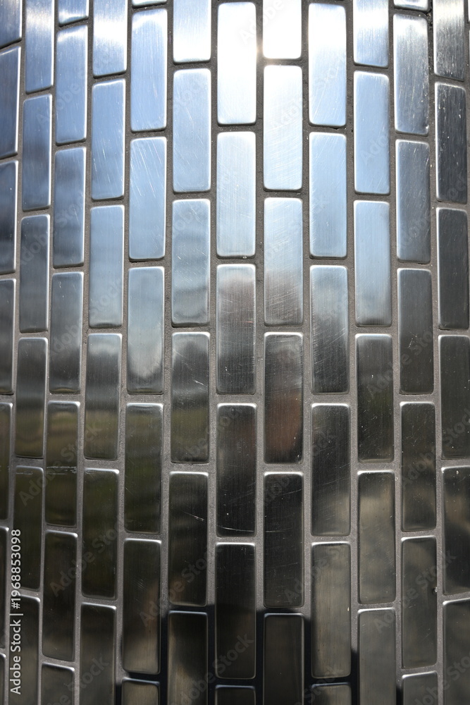 Obraz premium Metallic Silver Brick Tile Wall Texture