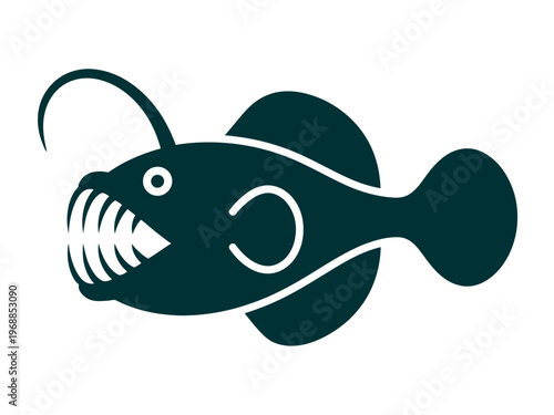 A stylized illustration of a catfish with a white background
