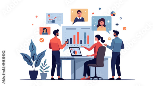 A serene and modern illustration of a potted plant with blue leaves, set against a clean white background, evoking a sense of calmness and simplicity.