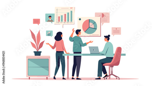 A minimalist nightstand with a potted plant on top, evoking a sense of calmness and serenity in a bedroom setting.