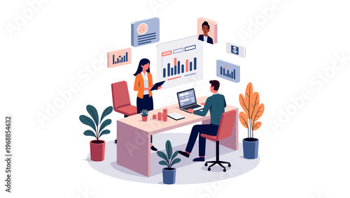 A minimalist illustration of teal abstract shapes on a white background, evoking a sense of modernity and simplicity.