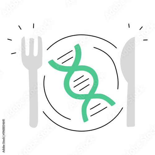 Nutrigenomics icon, Personalized Nutrition Based on Genetic Science and Nutrigenomics DNA Research, Optimize Health Outcomes Through DNA-Based Nutrigenomics Nutrition icon