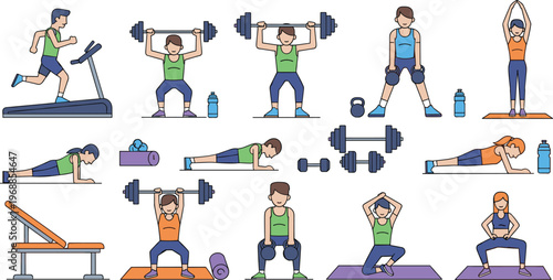 Fitness and Strength Training Set with Weightlifting, Cardio, Exercise, and Workout Equipment for Gym, Strength, and Endurance Enthusiasts