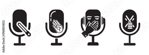Set of four icons representing muted or silenced microphones