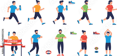 Running and Fitness Training Set with Race, Hydration, Exercise, and Track Equipment for Active Lifestyles, Endurance, and Performance