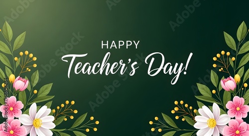 Happy teacher's day floral greeting