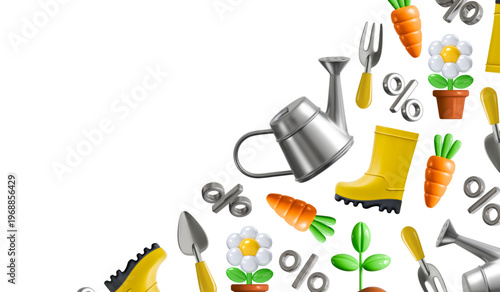 3d garden farm sale banner vector background