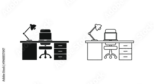 Modern Home Office Workspace Desk Setup Ideas Vector