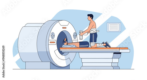 Patient undergoing MRI scan in modern medical diagnostic imaging center