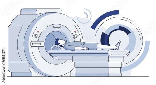 Patient undergoing MRI scan in modern medical diagnostic machine, healthcare technology