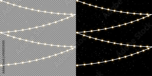 Vector garland on an isolated transparent background. Garland with snow png. Christmas garland png. Christmas decoration.