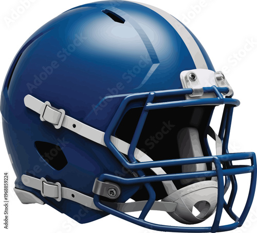 American football helmet, blue sports equipment, athletic gear, protective headgear