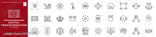 Digital Transformation, Outline icons collection. Simple vector illustration