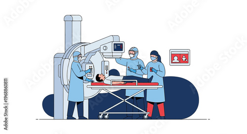 Medical Team Performing CT Scan on Patient in Protective Gear