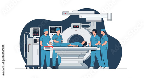 Medical Team Performing CT Scan Procedure on Patient in Operating Room