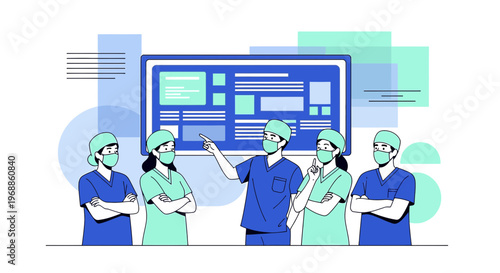 Medical Team Discussing Patient Scan Results on Digital Screen