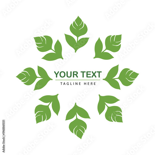 Green Leaf Circular Wreath Logo Vector for Organic and Natural Brand